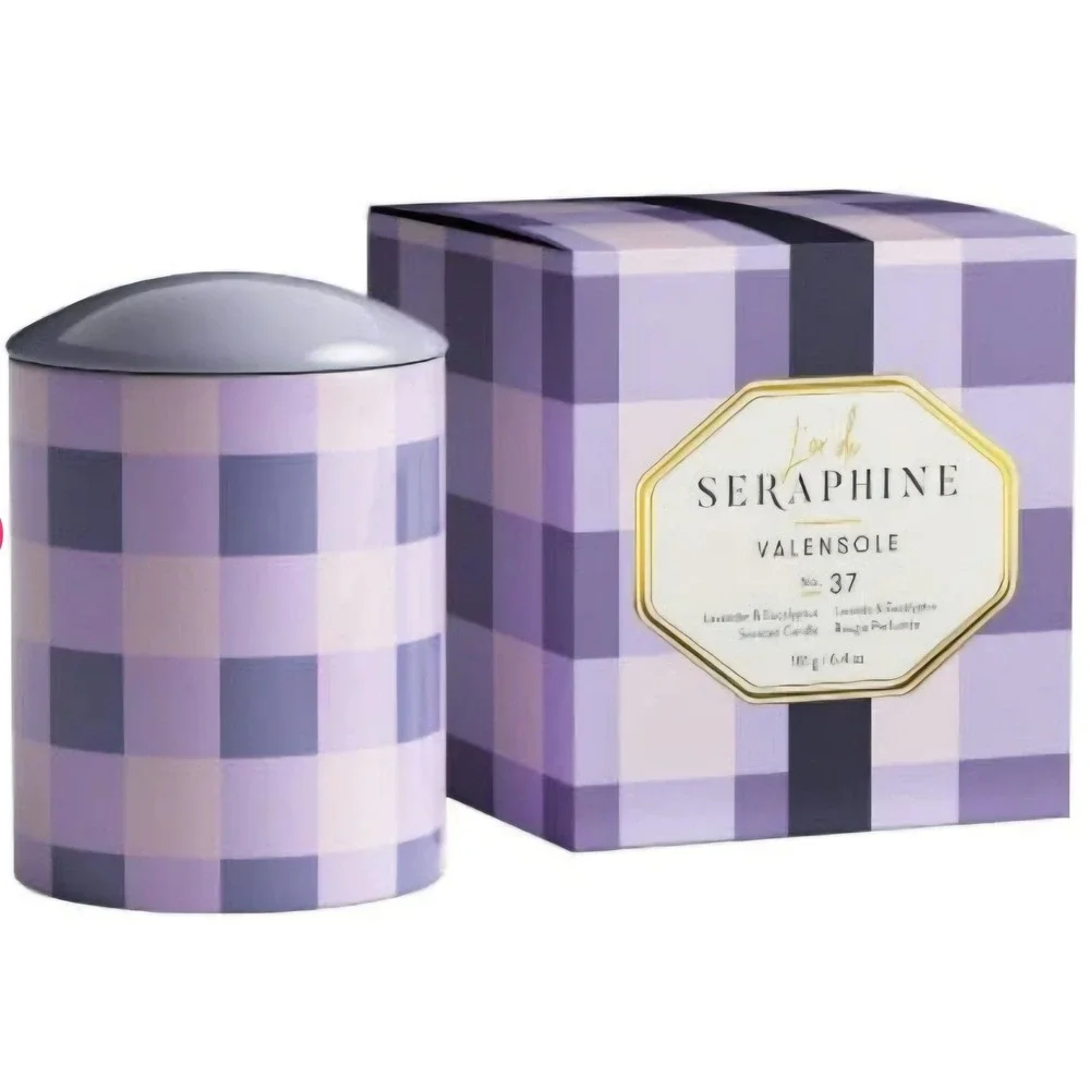 L'or de Seraphine Valensole No. 37 Lavender Eucalyptus Candle Purple Gingham
